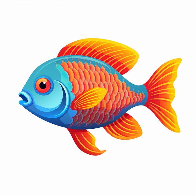 Ilustración de carpa pescado vector arte pescado verde y naranja mahi mahi vector