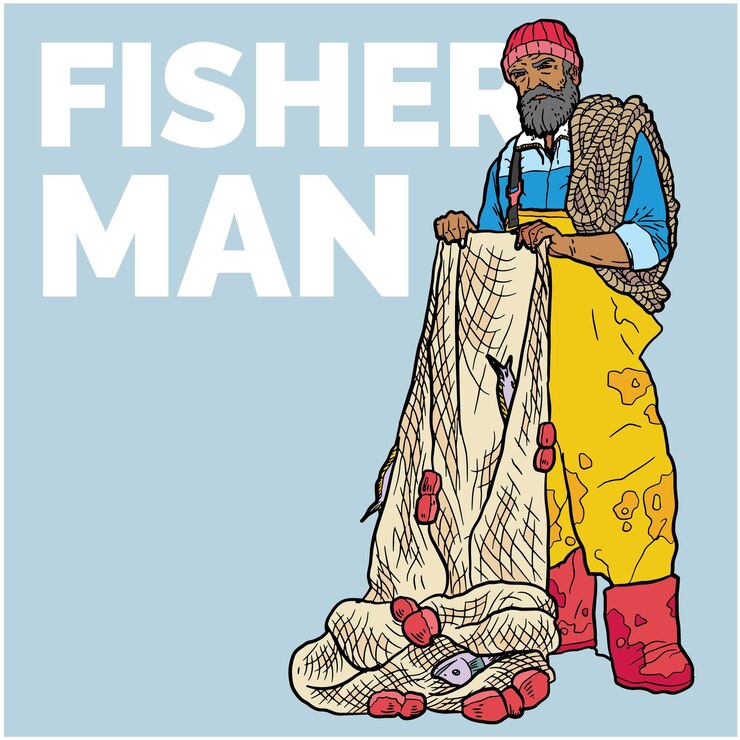 Ilustración de carrera de trabajos de pescador