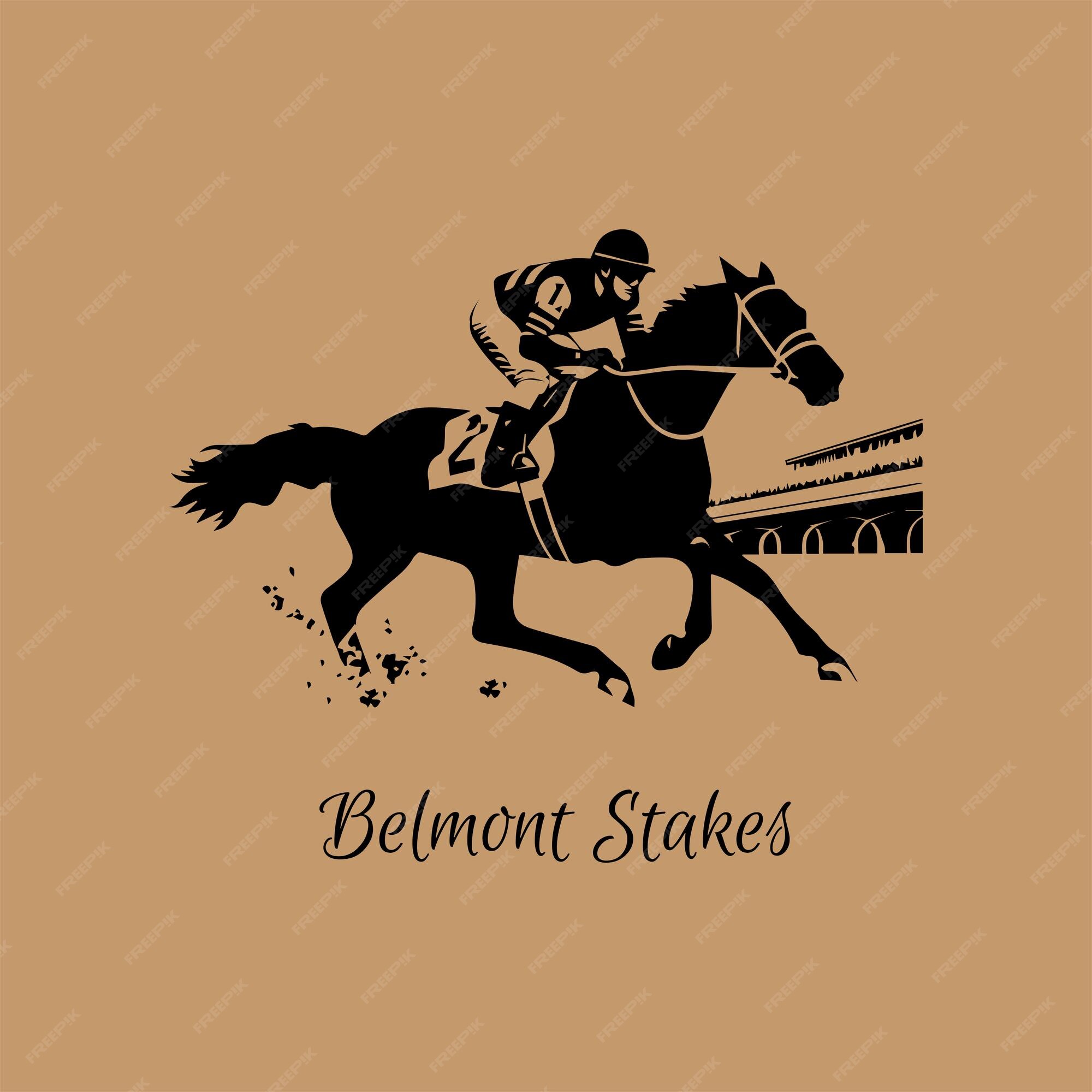 Ilustración de las carreras de caballos de belmont stakes Vector Premium