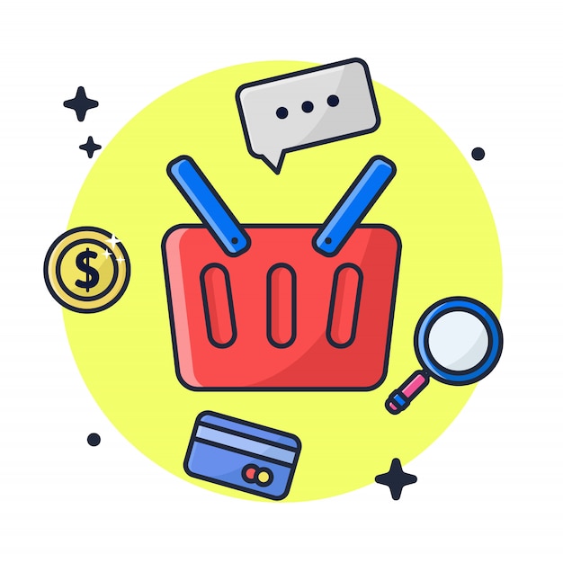 Ilustración de carro de comercio electrónico