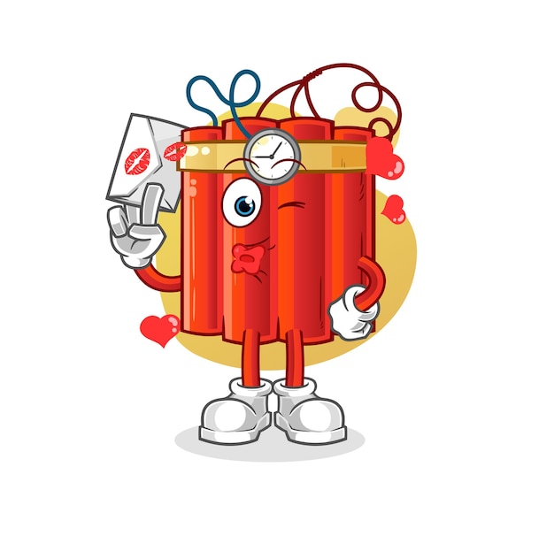 ilustración de carta de amor con dinamita. vector de caracteres