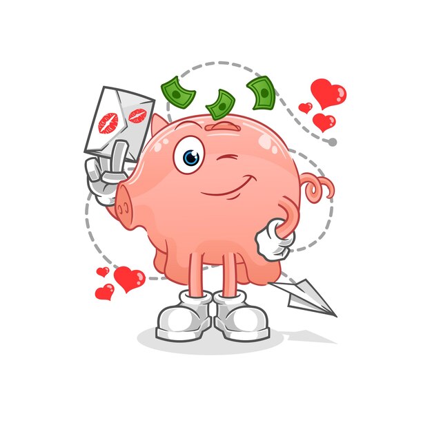 Ilustración de carta de amor de retención de alcancía. vector de personaje