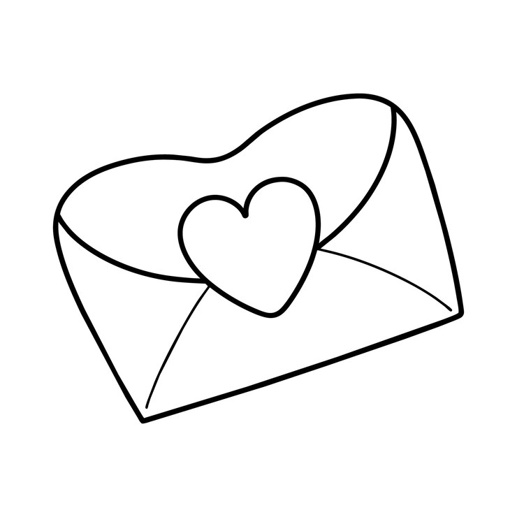 Una ilustración de una carta escrita a mano con un contorno de corazón que transmite amor y afecto