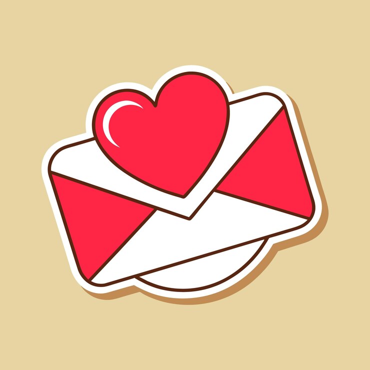 Una ilustración de una carta escrita a mano con un contorno de corazón que transmite amor y afecto