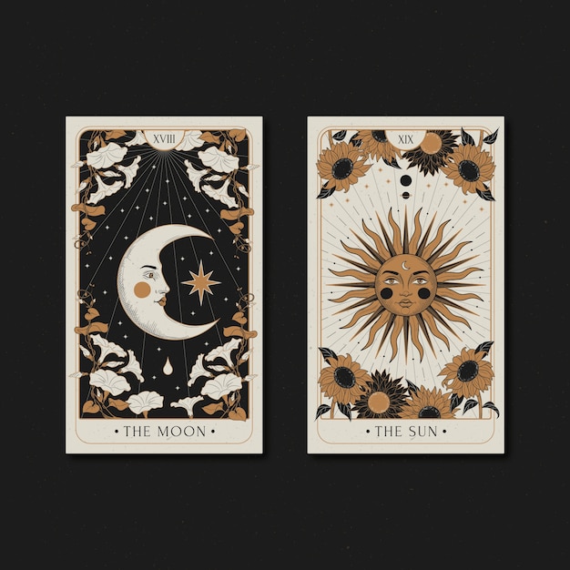 Ilustración de cartas de tarot dibujadas a mano