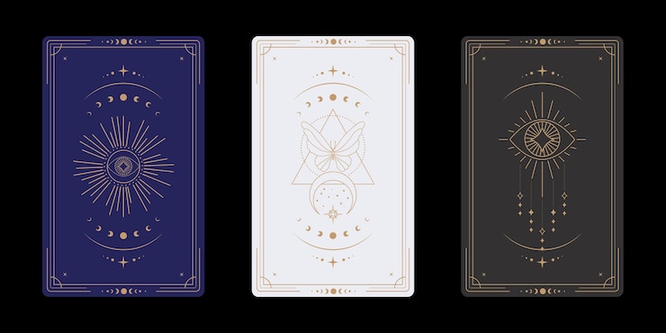 Vector ilustración de cartas de tarot con fondo de diseño plano