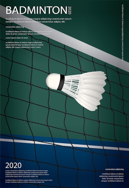 Vector ilustración del cartel del campeonato de bádminton