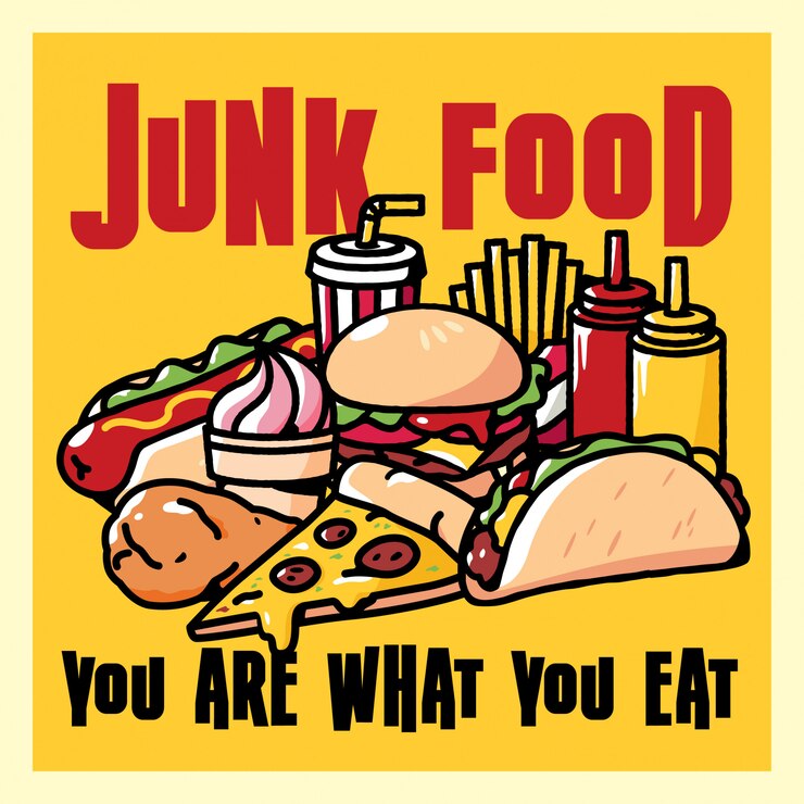 Vector ilustración de cartel de comida chatarra