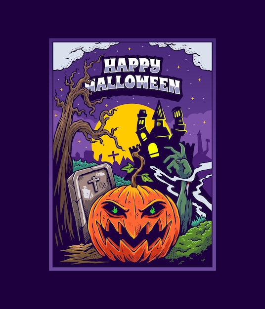 Ilustración de cartel de feliz halloween