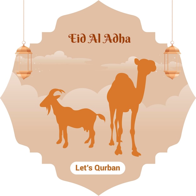 Ilustración de cartel de fondo de eid al adha