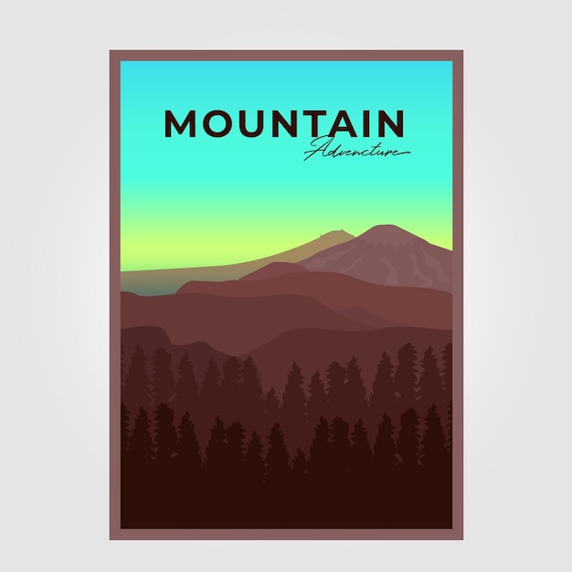 Ilustración Cartel Montaña Aventura Fondo Diseño Vectorial