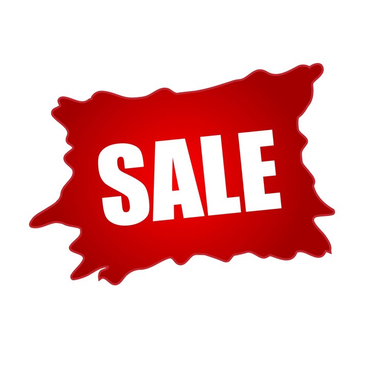 Ilustración de cartel de venta con fondo rojo