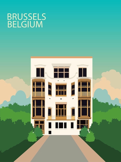 ilustración de cartel de viaje de bruselas