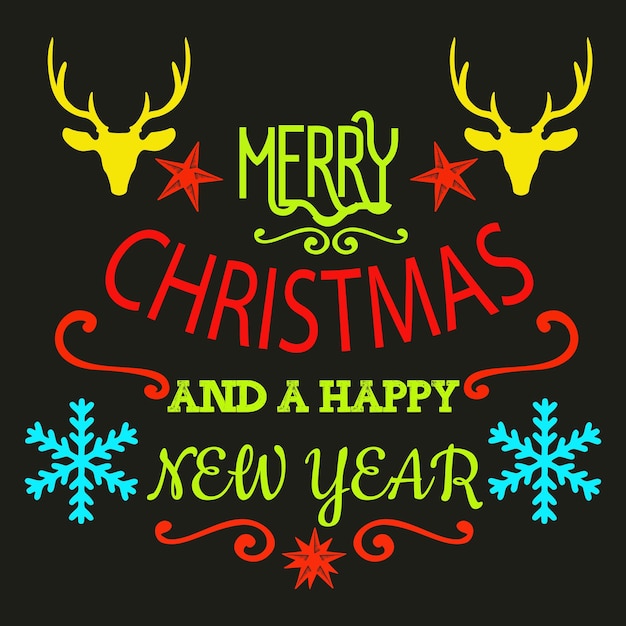 Ilustración de carteles de Feliz Navidad y Feliz Año Nuevo