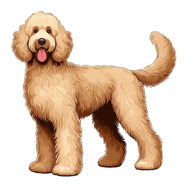 Ilustración de cartón vectorial de Goldendoodle muy linda