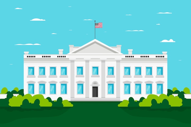 Vector ilustración de la casa blanca en diseño plano