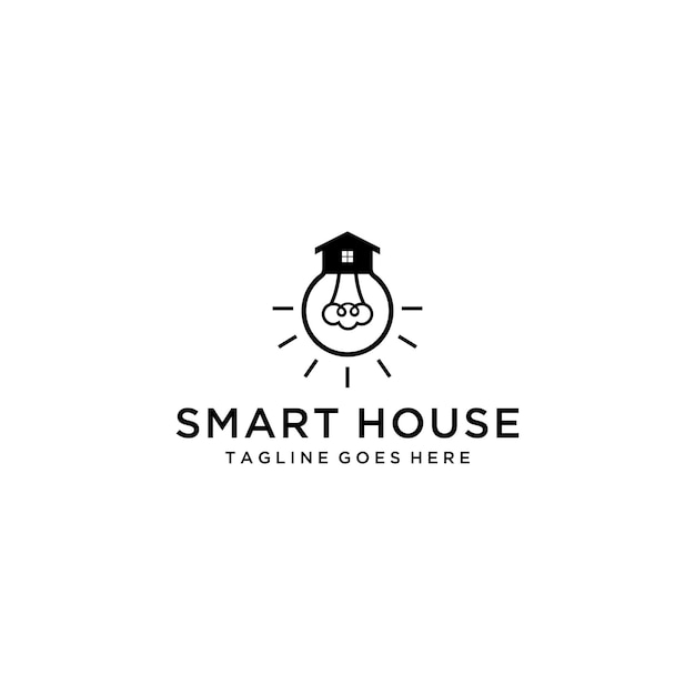 Ilustración de casa inteligente con diseño de logotipo de alta tecnología