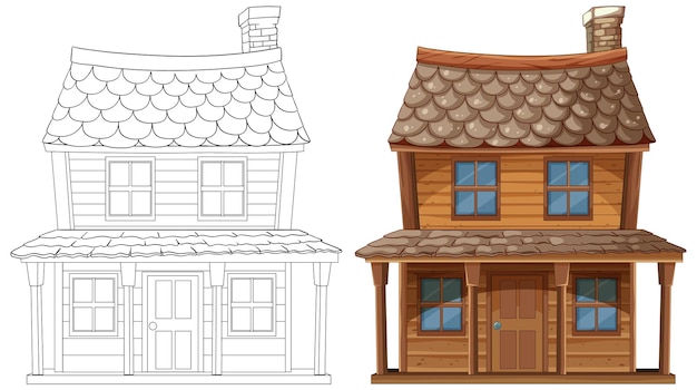 Ilustración de una casa de madera rústica