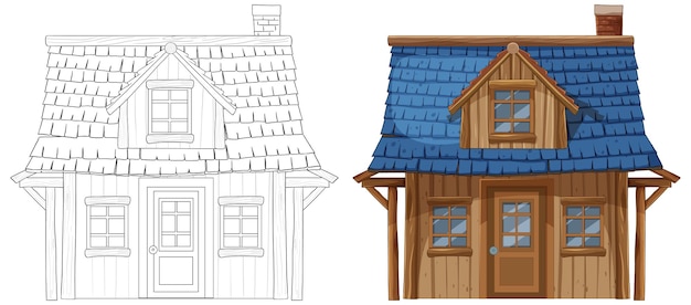 Ilustración de una casa de madera rústica