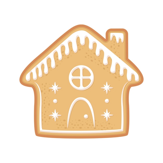 Ilustración de una casa de pan de jengibre para el Año Nuevo sobre un fondo blanco