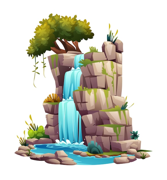 Ilustración de cascada Caricatura vectorial aislada sobre un fondo blanco