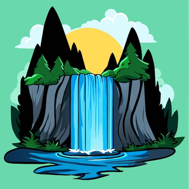 Vector ilustración de una cascada