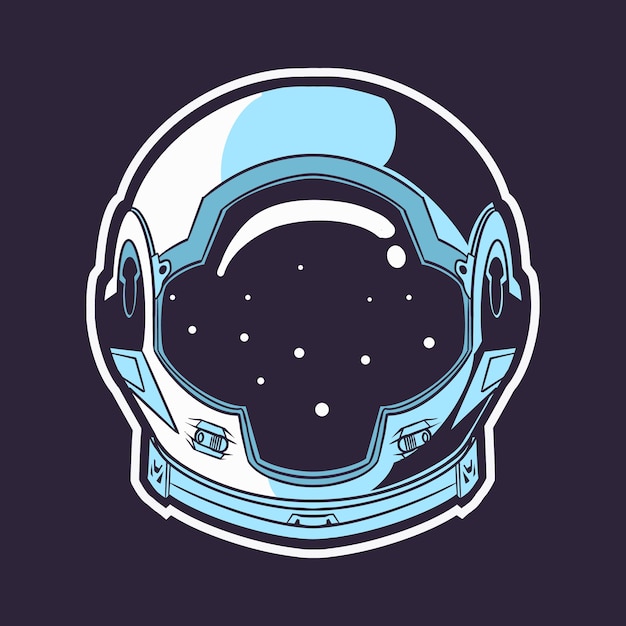 Vector ilustración de casco de astronauta aislado sobre fondo oscuro