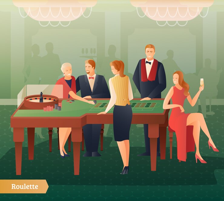 Vector ilustración de casino y ruleta