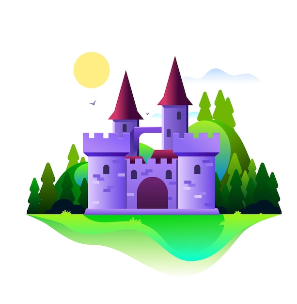 Vector ilustración de un castillo durante el día.