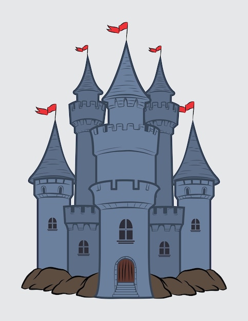 Vector ilustración de un castillo medieval con arte vectorial