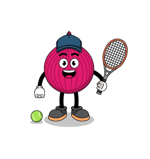 Ilustración de cebolla roja como diseño de personajes de un jugador de tenis