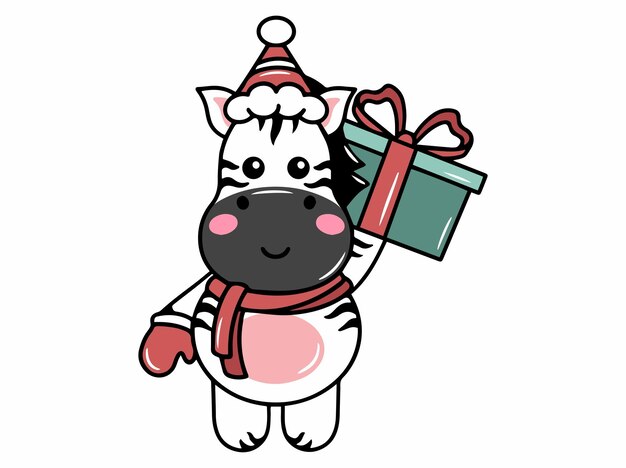 Ilustración de una cebra para el día de Navidad