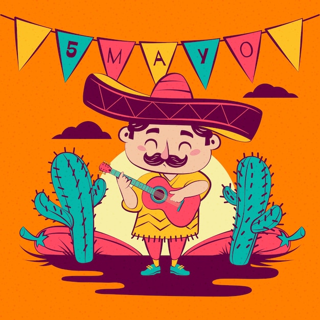 Vector ilustración para la celebración del cinco de mayo.