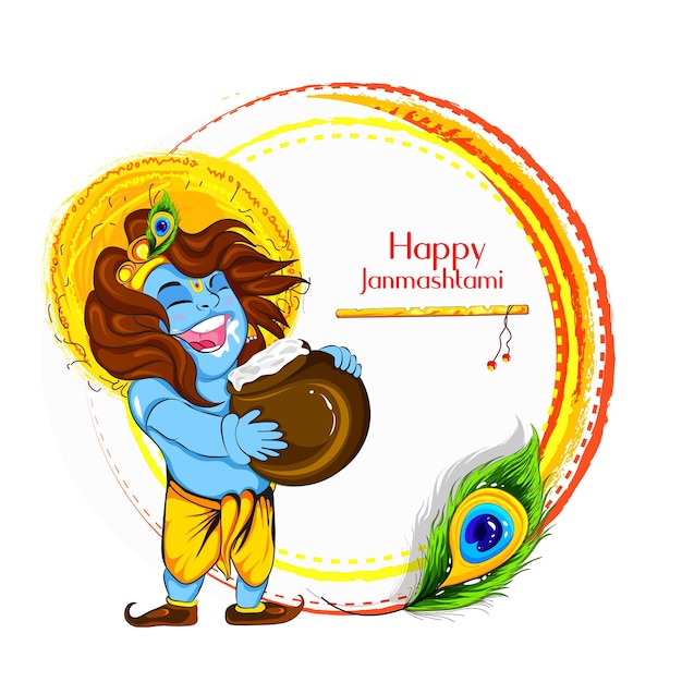 ilustración de la celebración de Dahi Handi en el fondo del festival Happy Janmashtami de la India