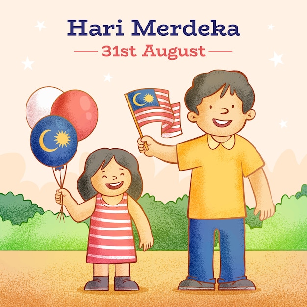 Ilustración para la celebración del día de la independencia de Hari Merdeka