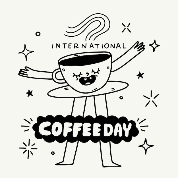 Vector ilustración para la celebración del día internacional del café.