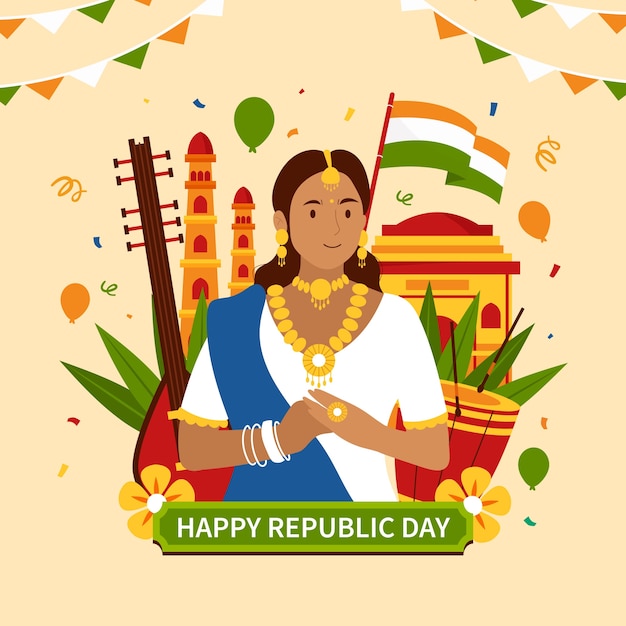 Vector ilustración de celebración del día de la república india