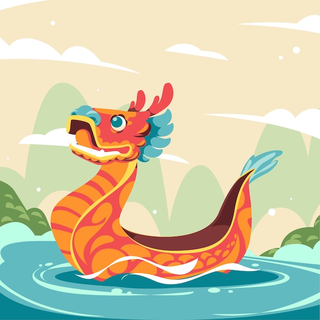 Ilustración para la celebración del festival del barco del dragón chino