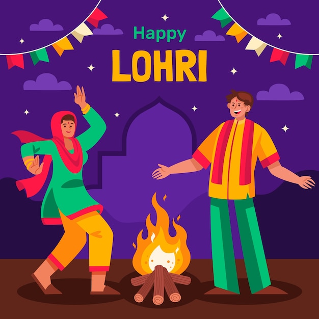 Ilustración para la celebración del festival de lohri