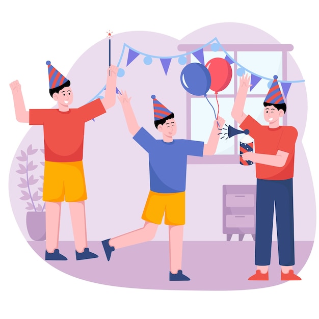 Ilustración de celebración de fiesta_hombre en la fiesta de año nuevo