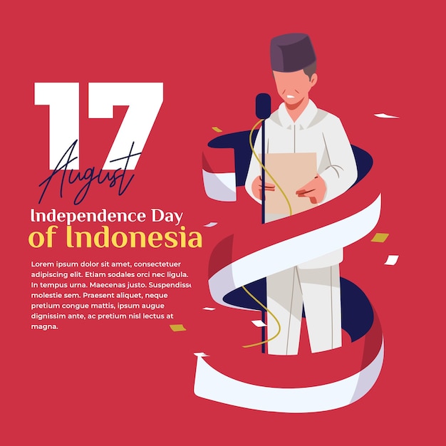 Vector ilustración de la celebración de la independencia de indonesia la proclamación de la independencia indonesia