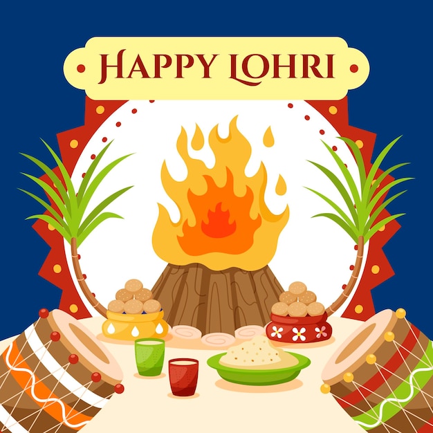 Vector ilustración de celebración de lohri