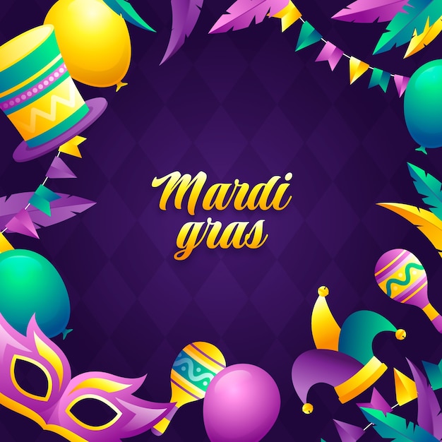 Vector ilustración de celebración de mardi gras degradado