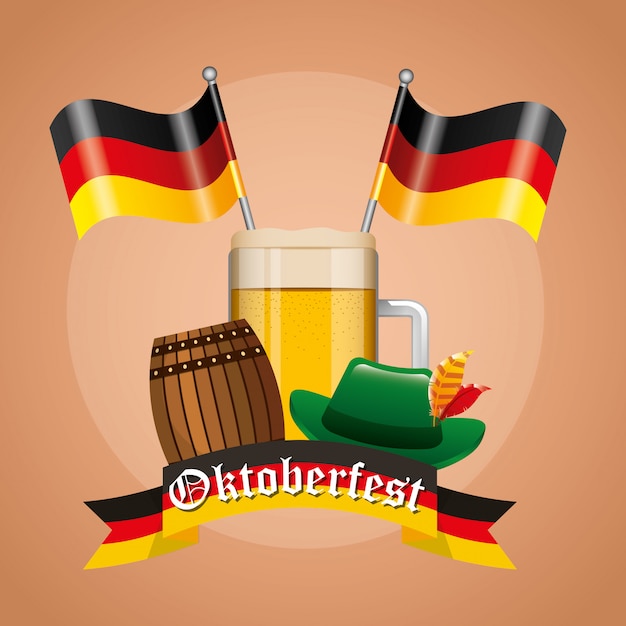 Ilustración de la celebración del Oktoberfest, festival de la cerveza