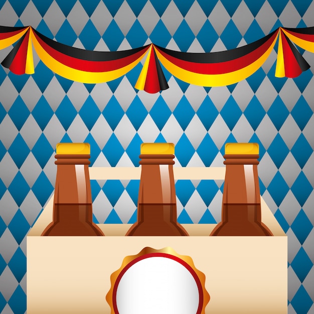 Ilustración de la celebración del oktoberfest, festival de la cerveza