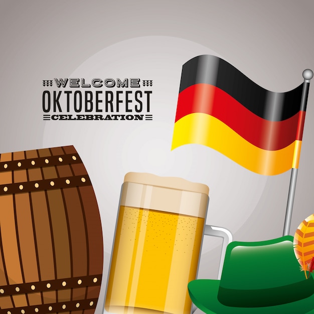 Ilustración de la celebración del Oktoberfest, festival de la cerveza