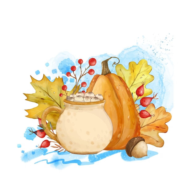 Vector ilustración de celebración de otoño acuarela