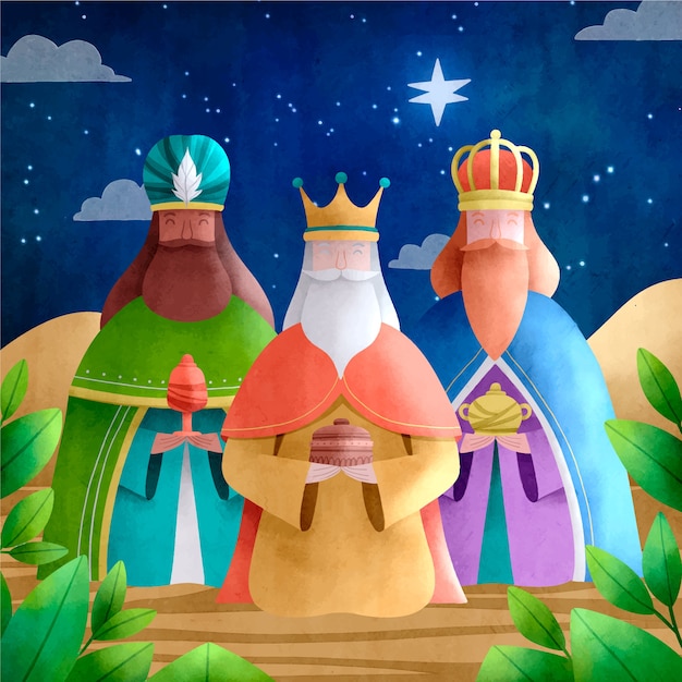 Vector ilustración de celebración de reyes magos