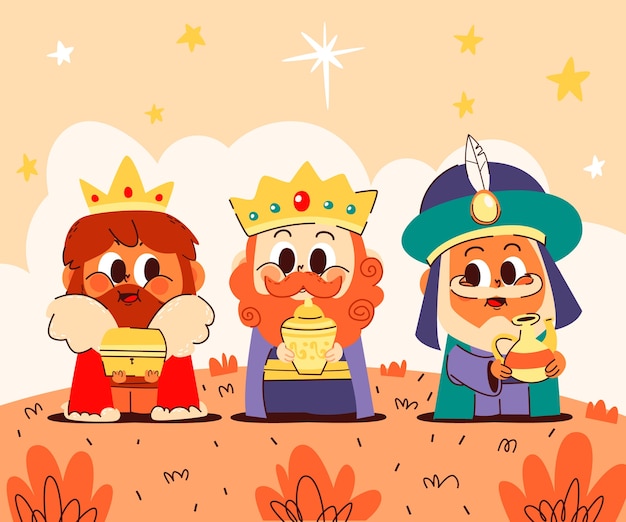 Vector ilustración de celebración de reyes magos