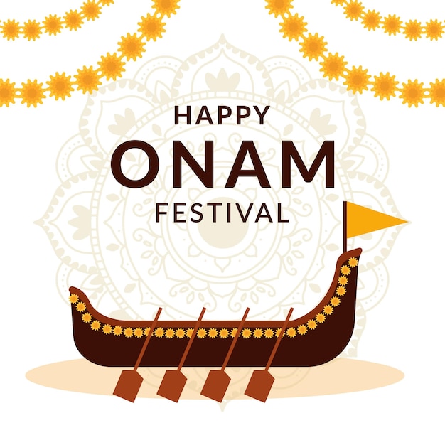 Ilustración para celebrar el festival de Onam en estilo plano
